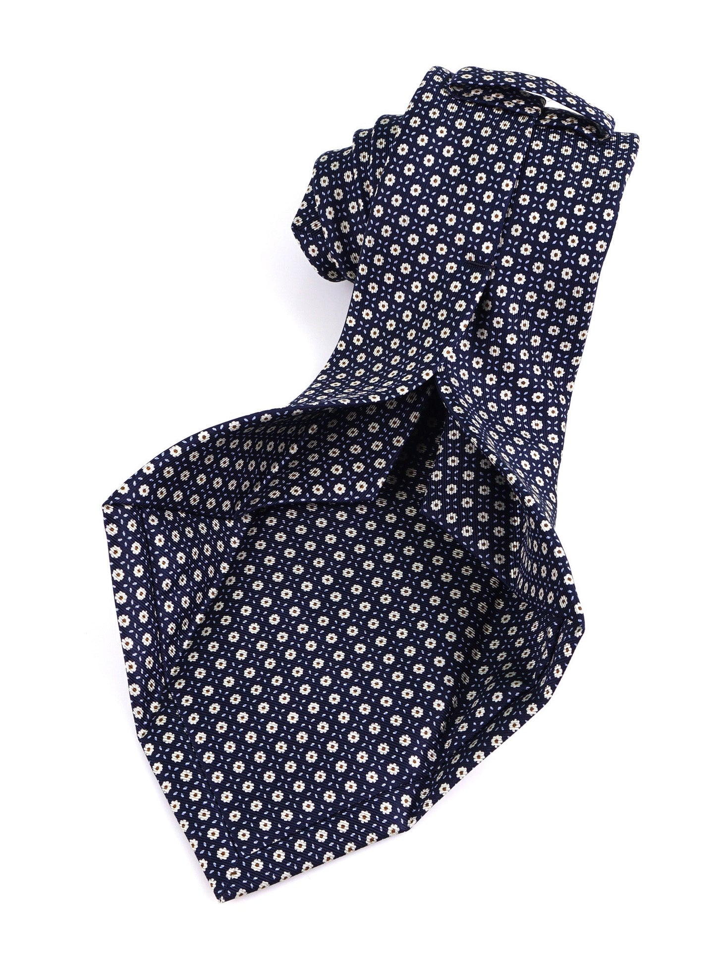 PEAK 7 Folds dark blue English printed silk tie