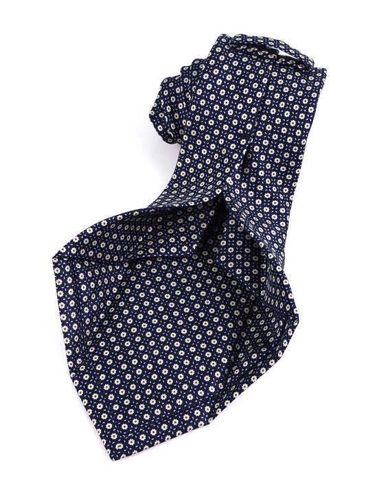 PEAK 7 Folds dark blue English printed silk tie