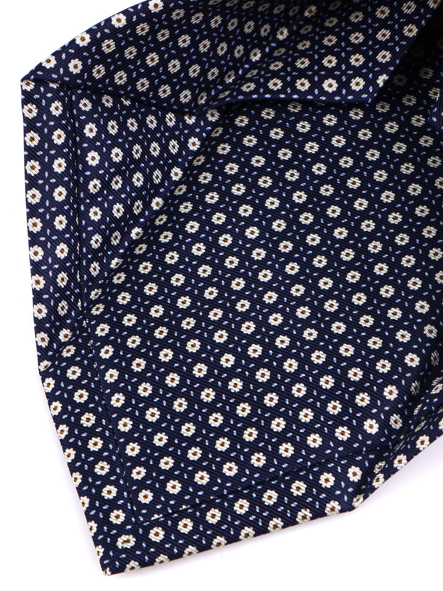 PEAK 7 Folds dark blue English printed silk tie