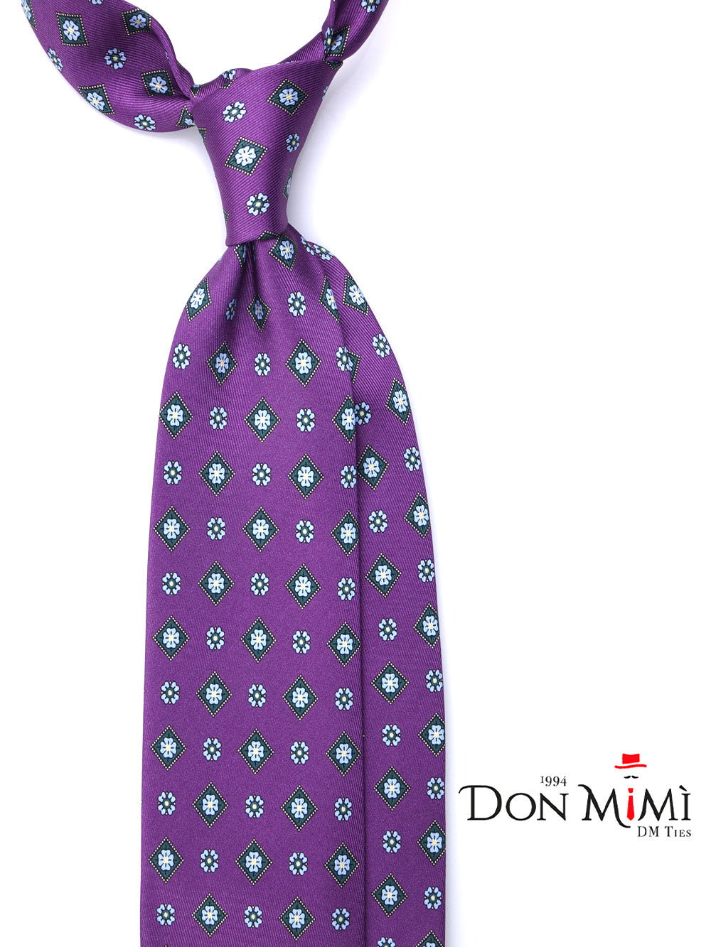 PERUGIA 3-fold tie in luxury printed purple silk