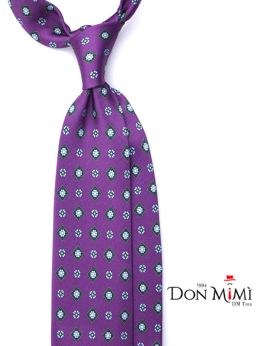PERUGIA 3-fold tie in luxury printed purple silk