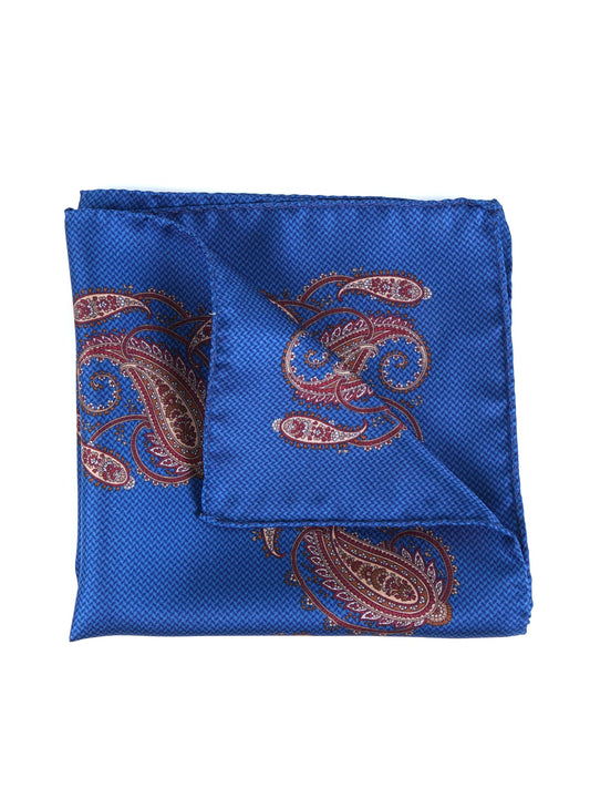 Blue Avion Printed Silk Pocket Square ROSITA