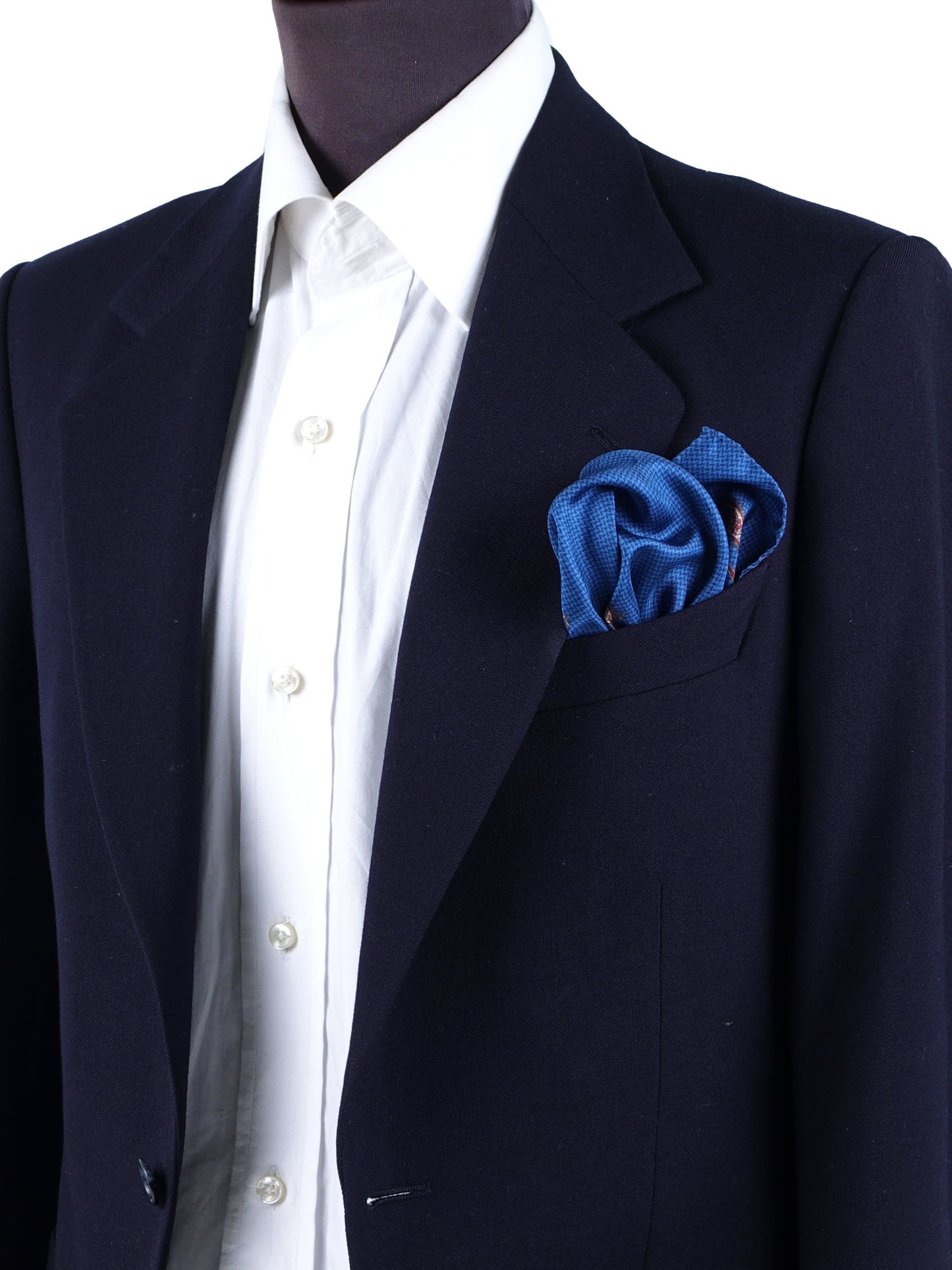 Blue Avion Printed Silk Pocket Square ROSITA