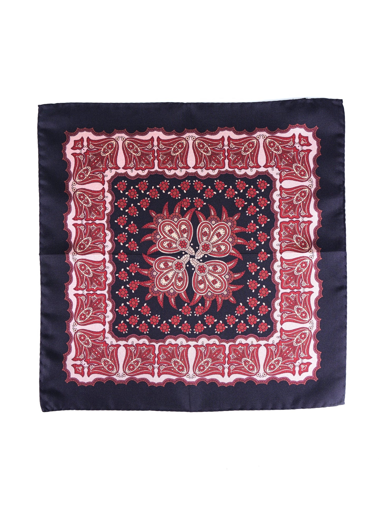 Black Pocket Square in Pure Printed Silk ROMILDO