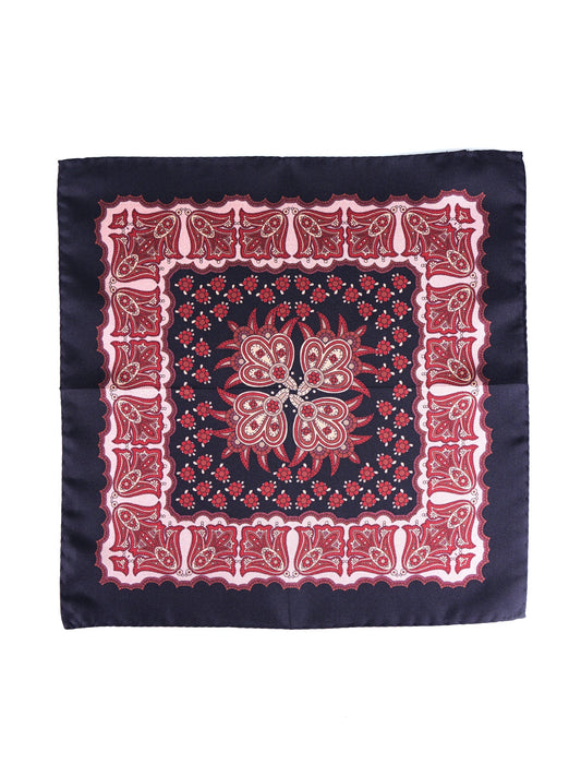 Black Pocket Square in Pure Printed Silk ROMILDO