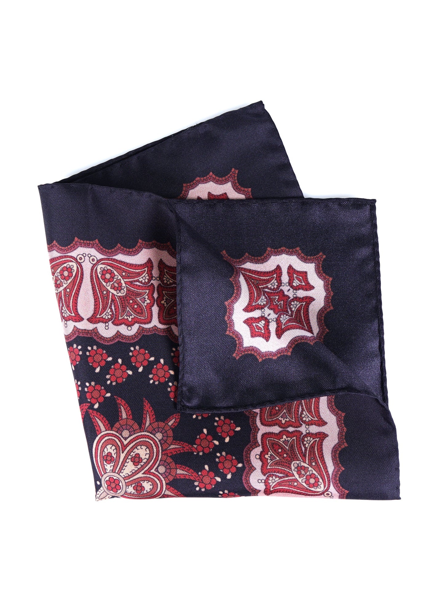 Black Pocket Square in Pure Printed Silk ROMILDO