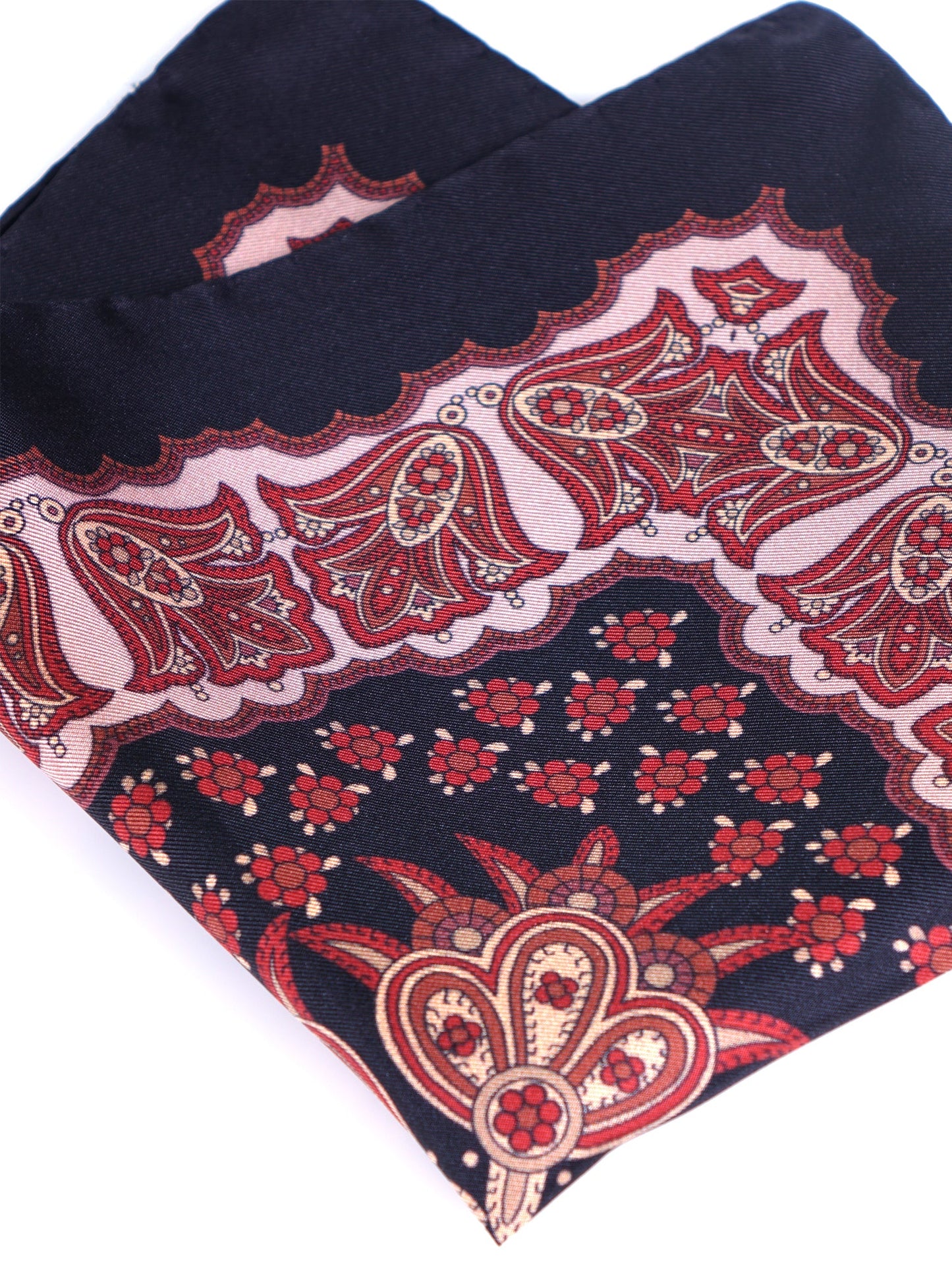 Black Pocket Square in Pure Printed Silk ROMILDO