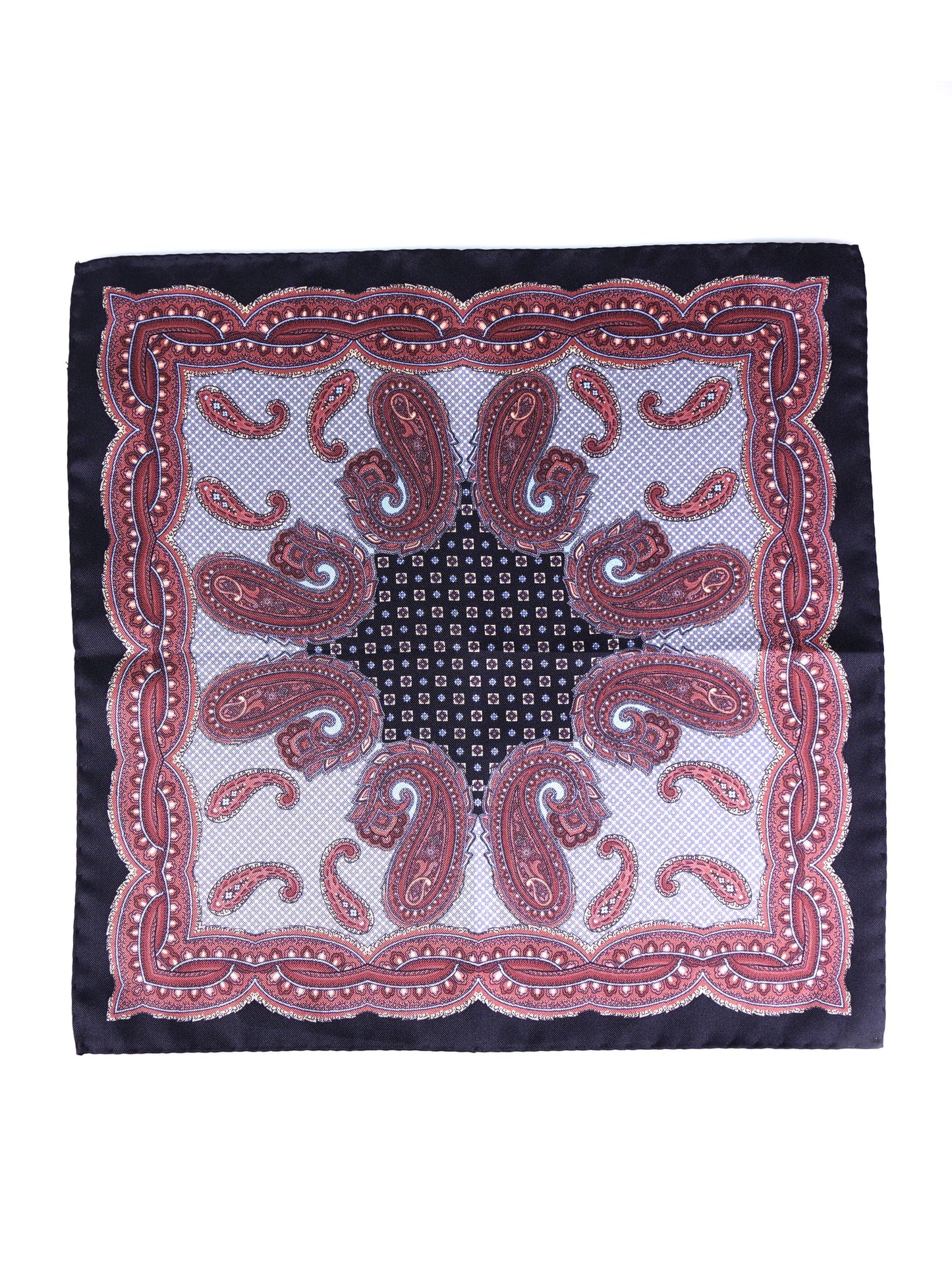 Black Pocket Square in Pure Printed Silk NICOLO'