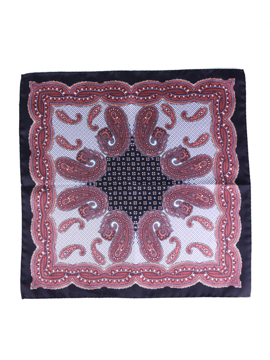 Black Pocket Square in Pure Printed Silk NICOLO'