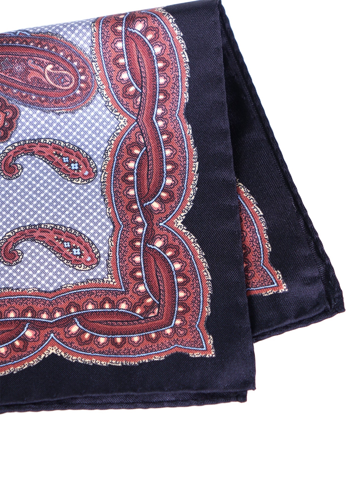 Black Pocket Square in Pure Printed Silk NICOLO'
