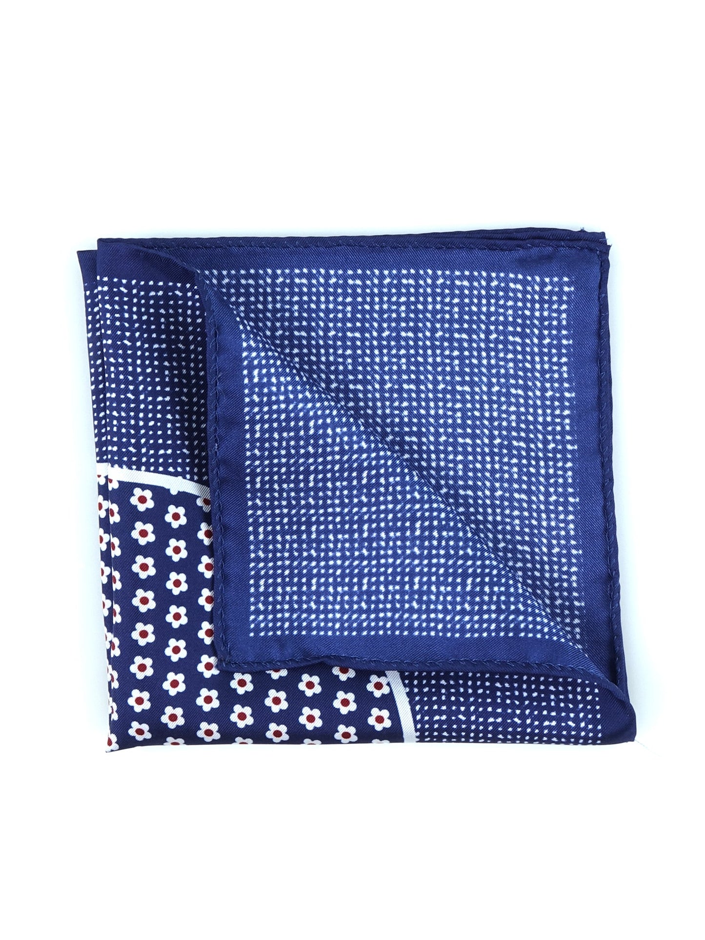 Printed Silk Pocket Square in Blue NETTUNO