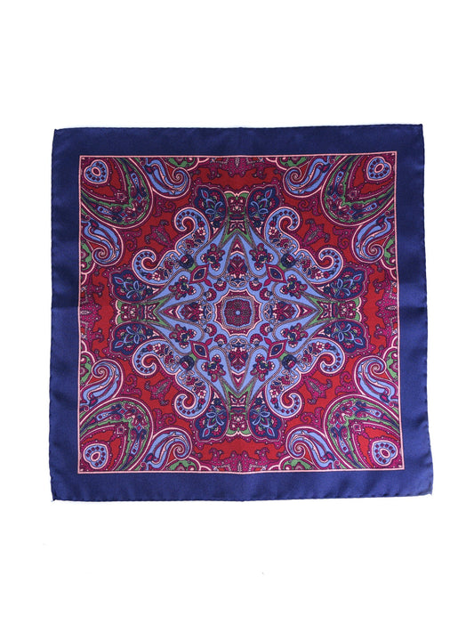 Blue Pocket Square in Pure Printed Silk GERARDO
