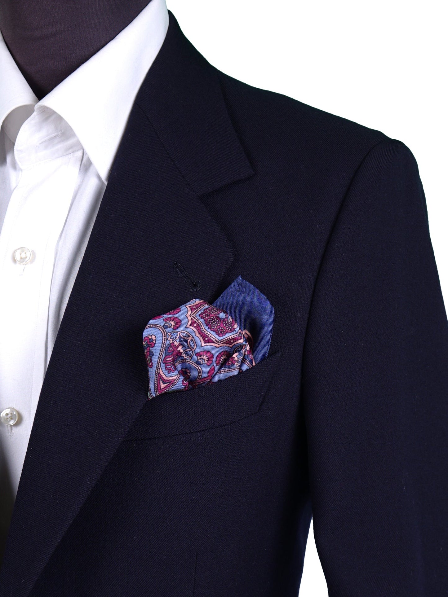 Blue Pocket Square in Pure Printed Silk GERARDO