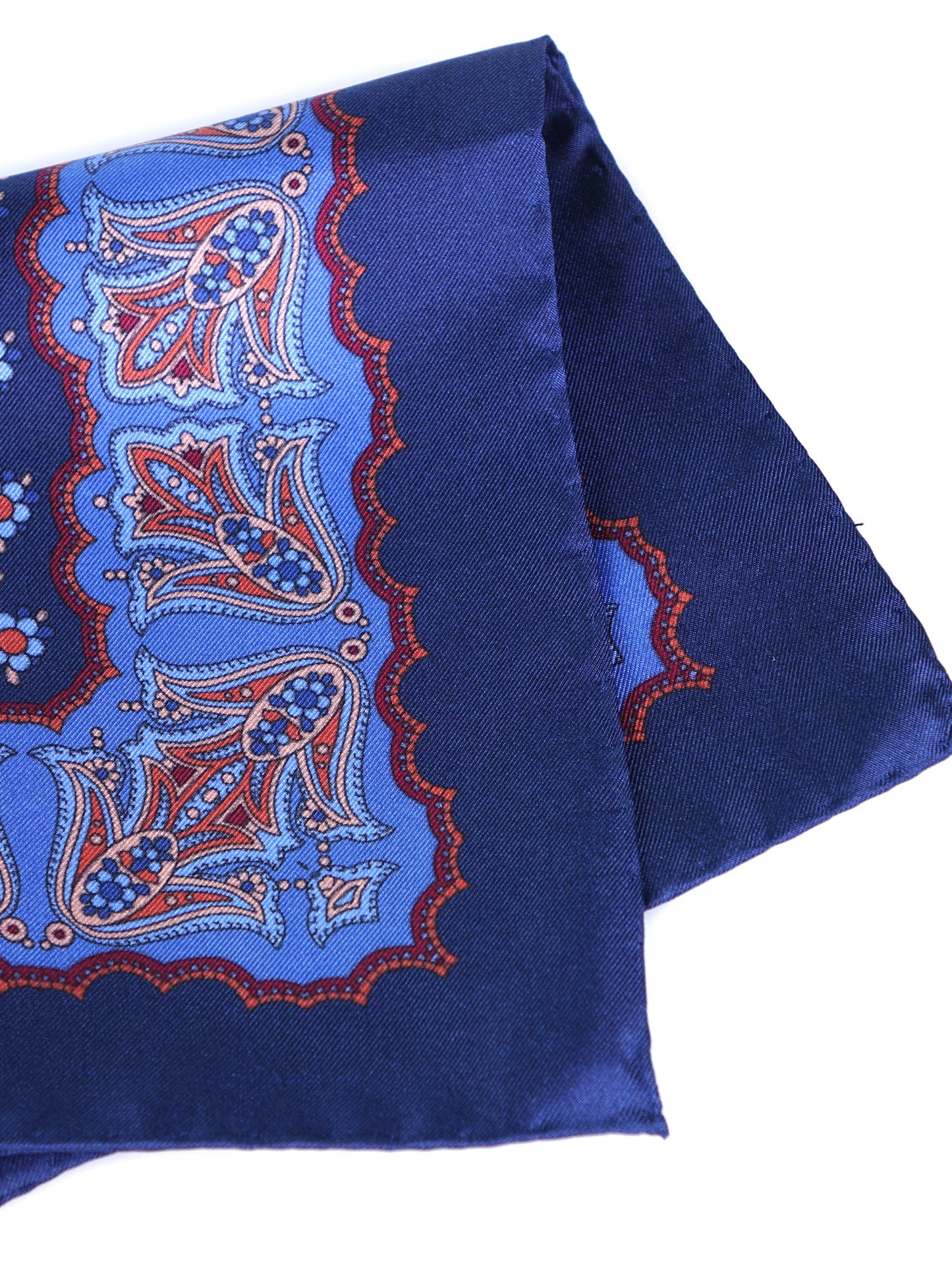Blue Printed Pure Silk Pocket Square ROMILDO