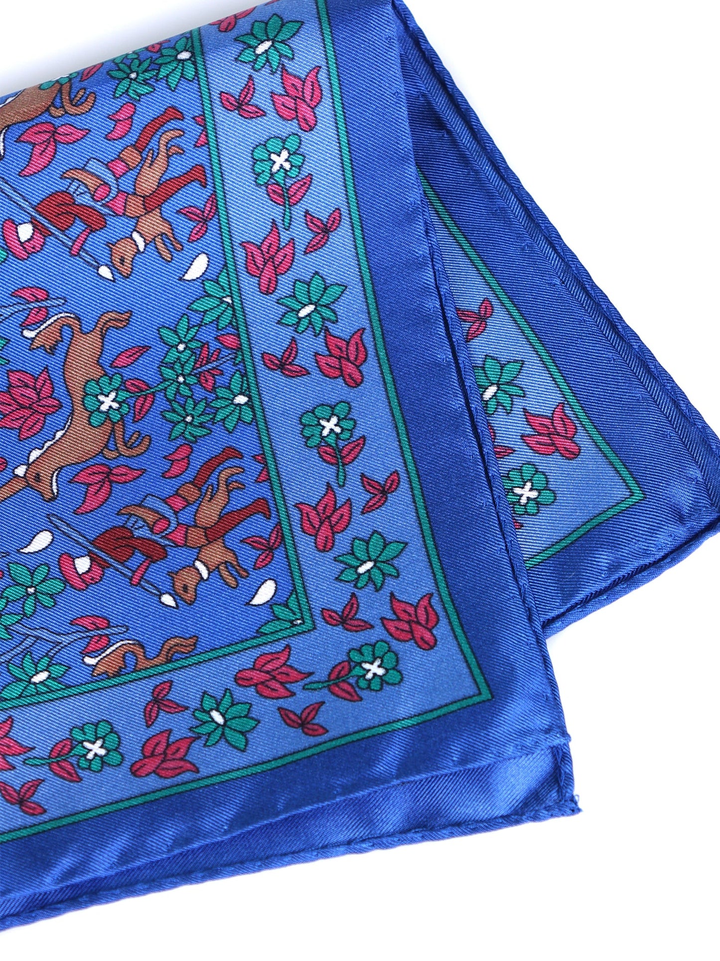 Blue Pocket Square in Pure Printed Silk UNICORN