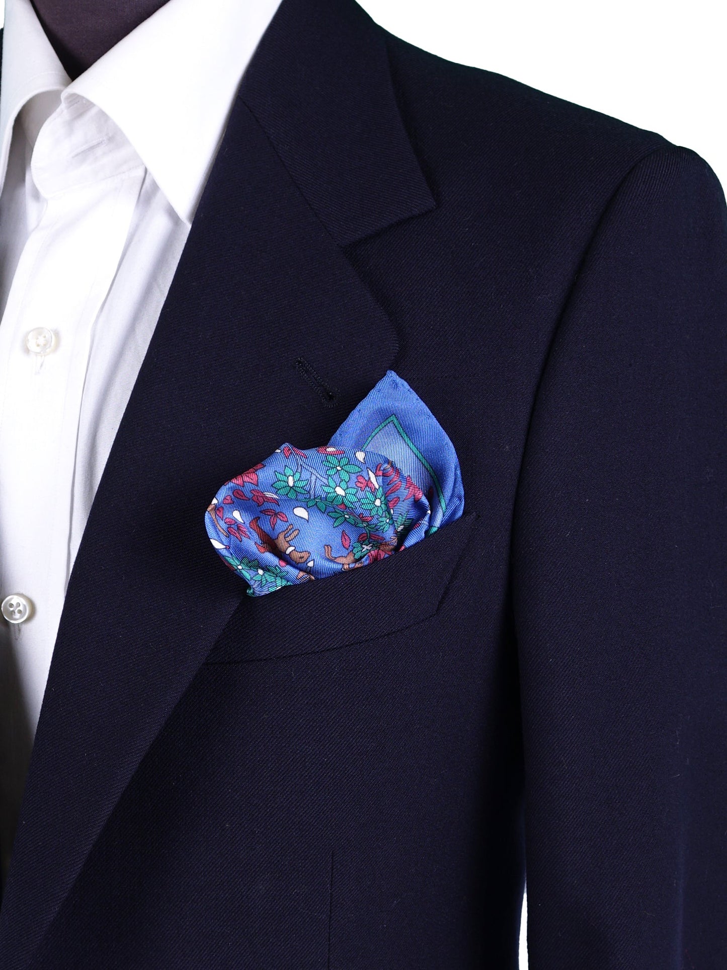 Blue Pocket Square in Pure Printed Silk UNICORN