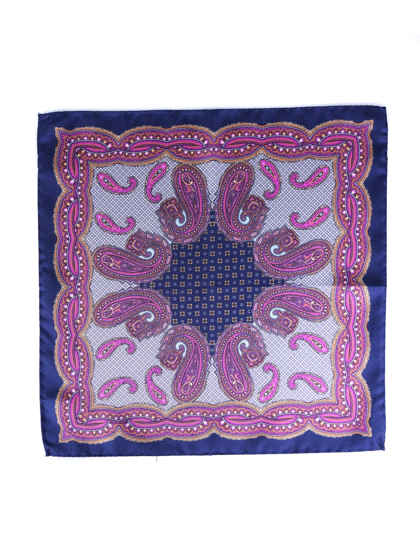 Blue Printed Pure Silk Pocket Square NICOLO'