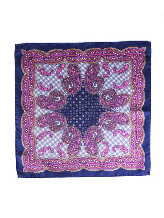Blue Printed Pure Silk Pocket Square NICOLO'