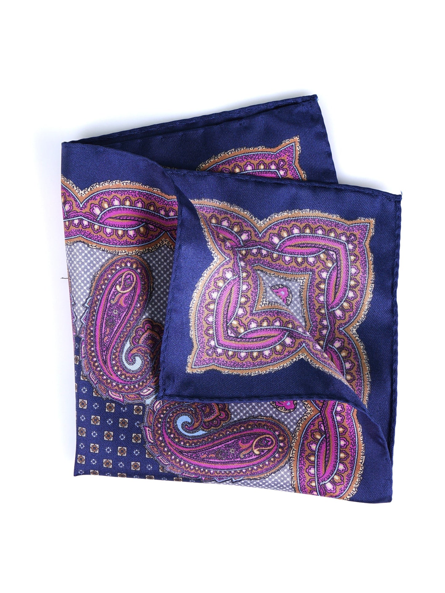 Blue Printed Pure Silk Pocket Square NICOLO'