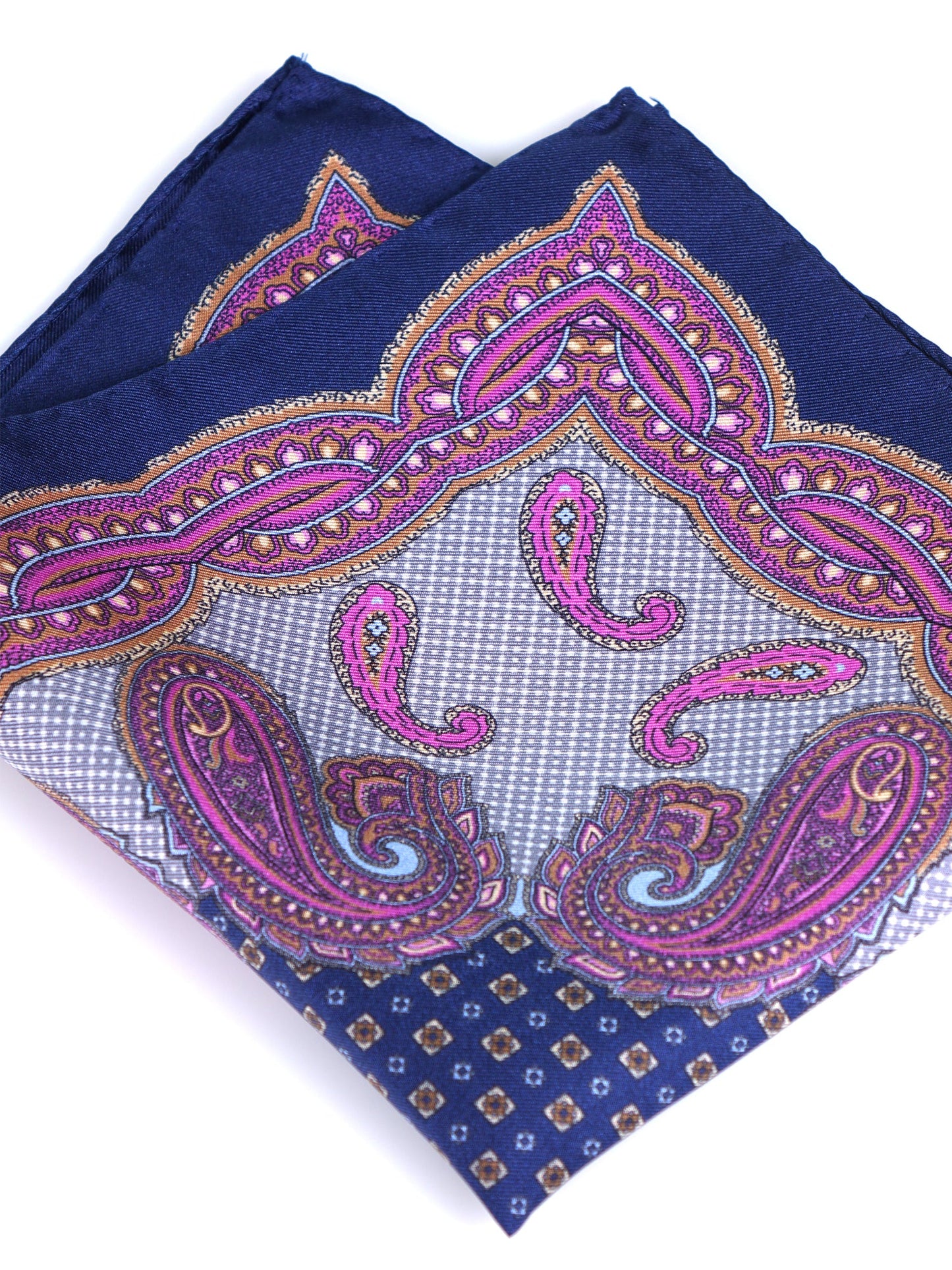 Blue Printed Pure Silk Pocket Square NICOLO'