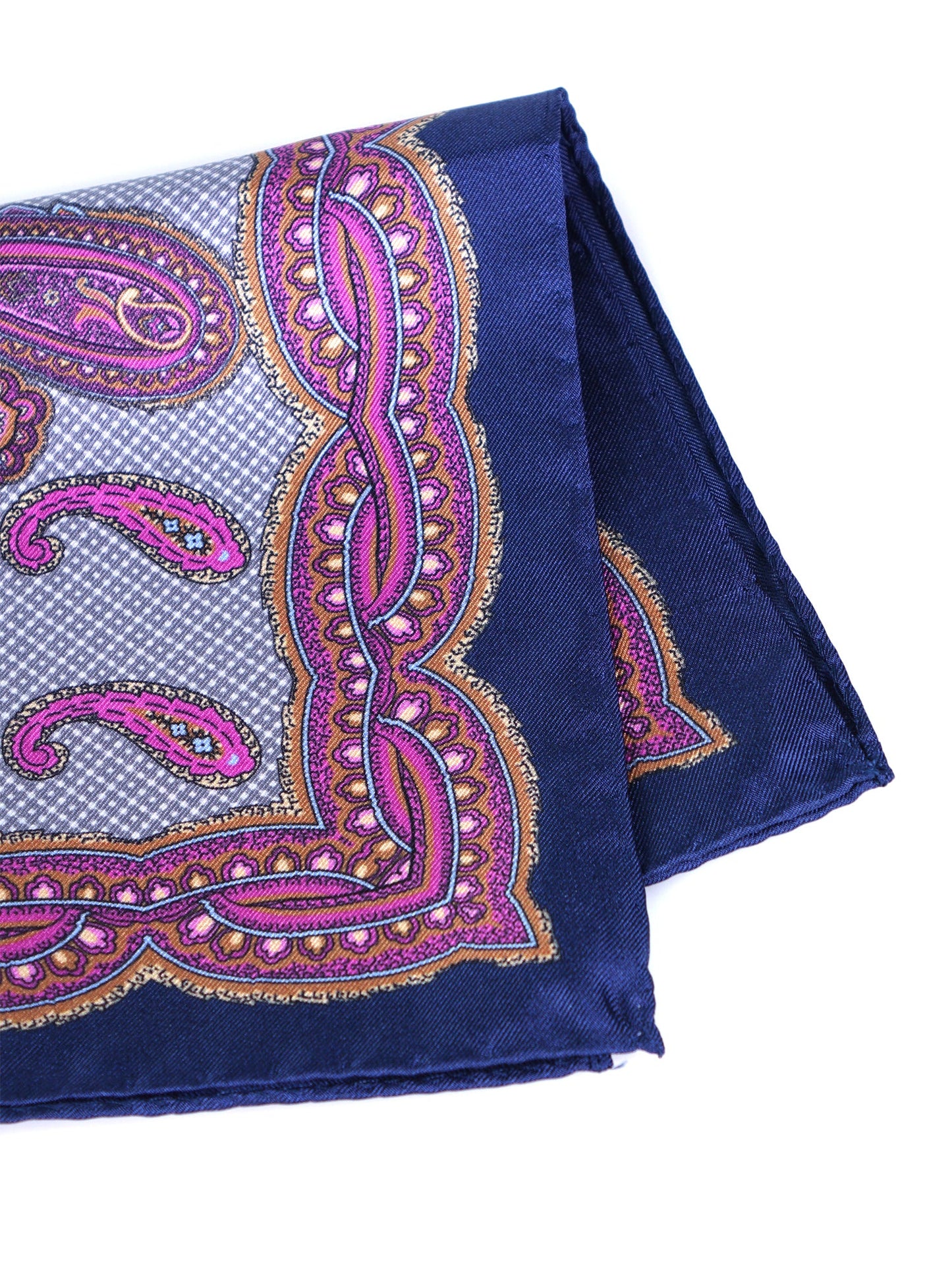 Blue Printed Pure Silk Pocket Square NICOLO'