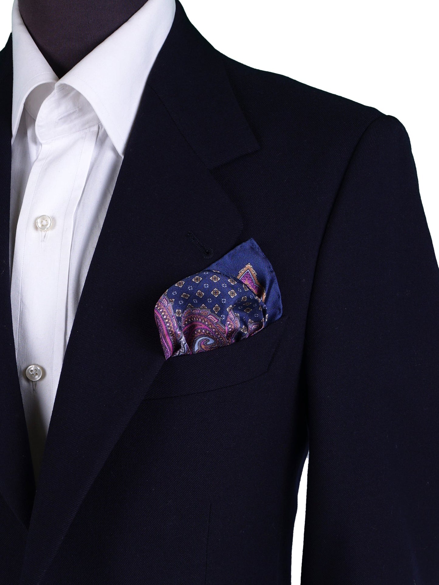Blue Printed Pure Silk Pocket Square NICOLO'
