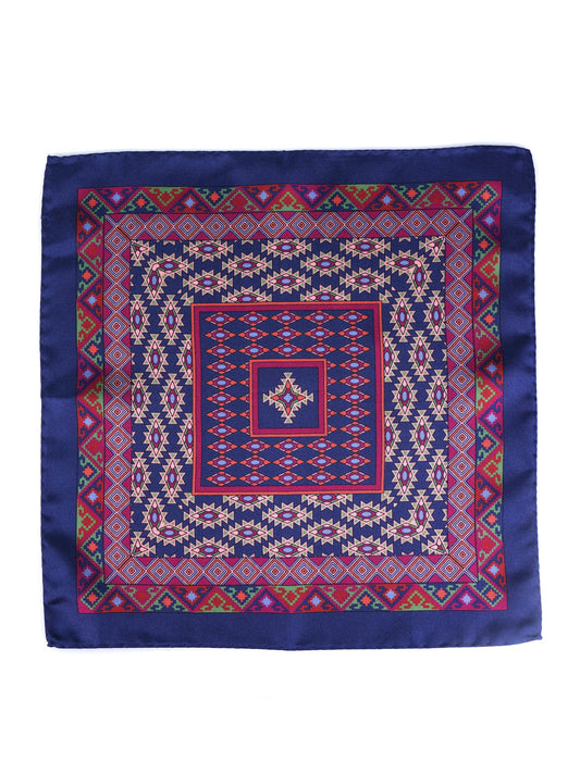 Blue Pocket Square in Pure Printed Silk ETNICO