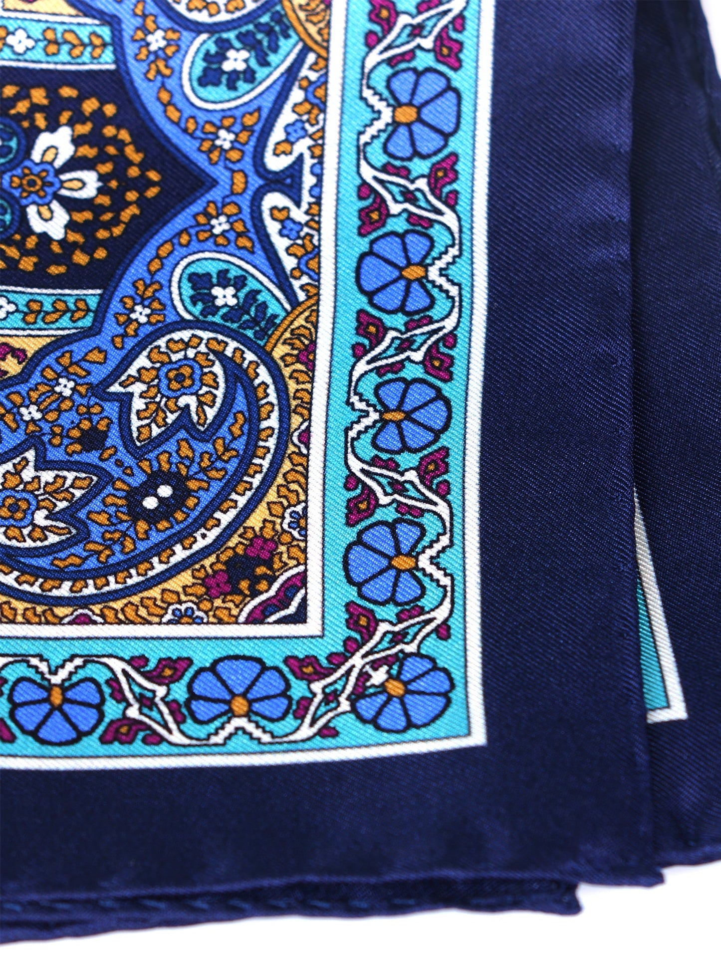 Blue Pocket Square in Pure Printed Silk MADIKA