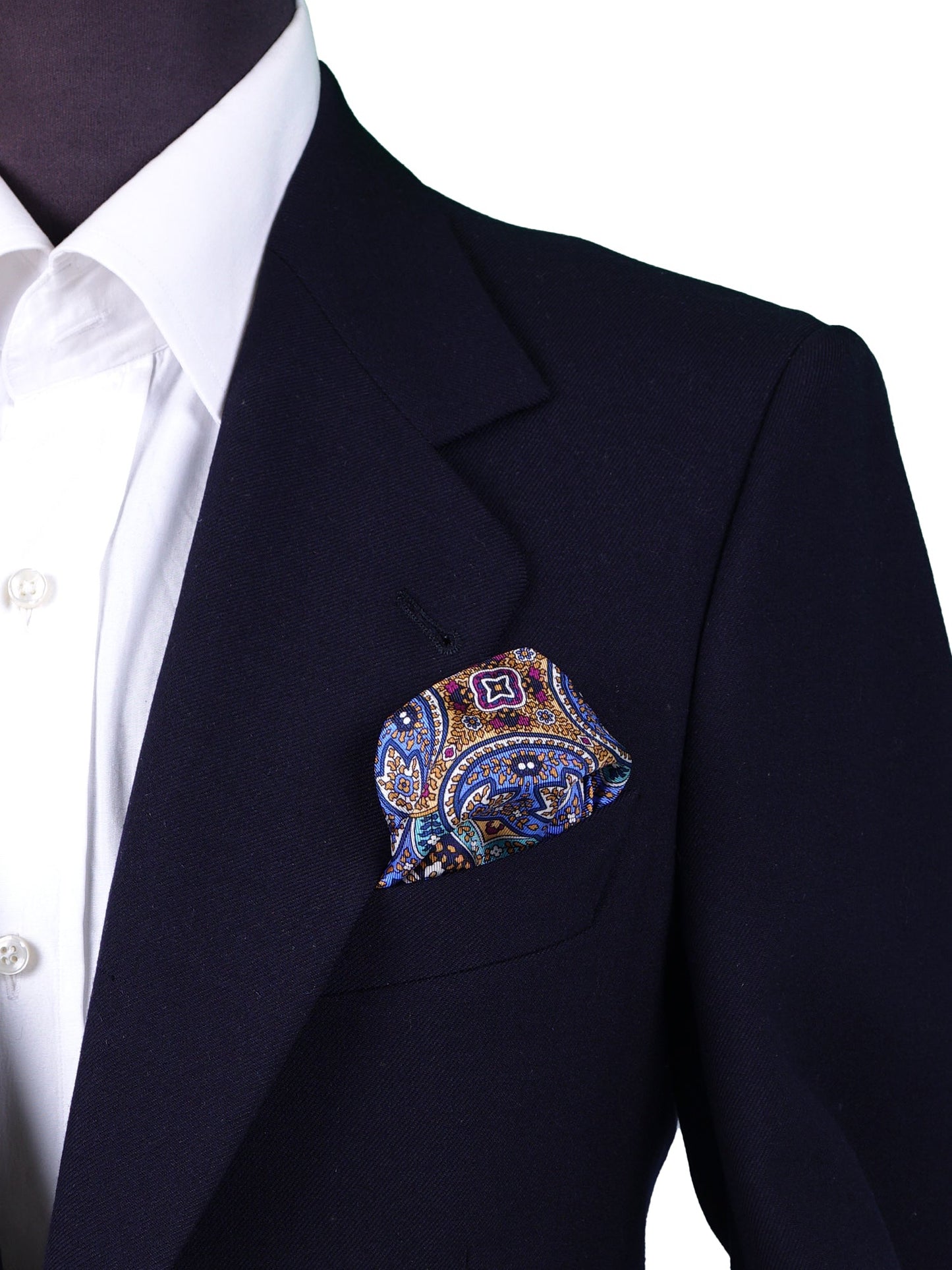 Blue Pocket Square in Pure Printed Silk MADIKA