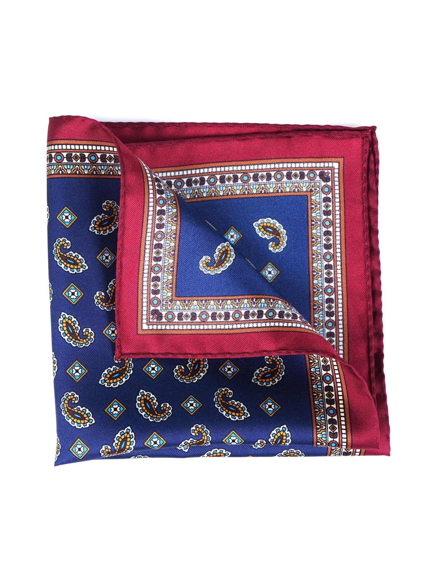 Blue Pocket Square in Pure Printed Silk MILAGO