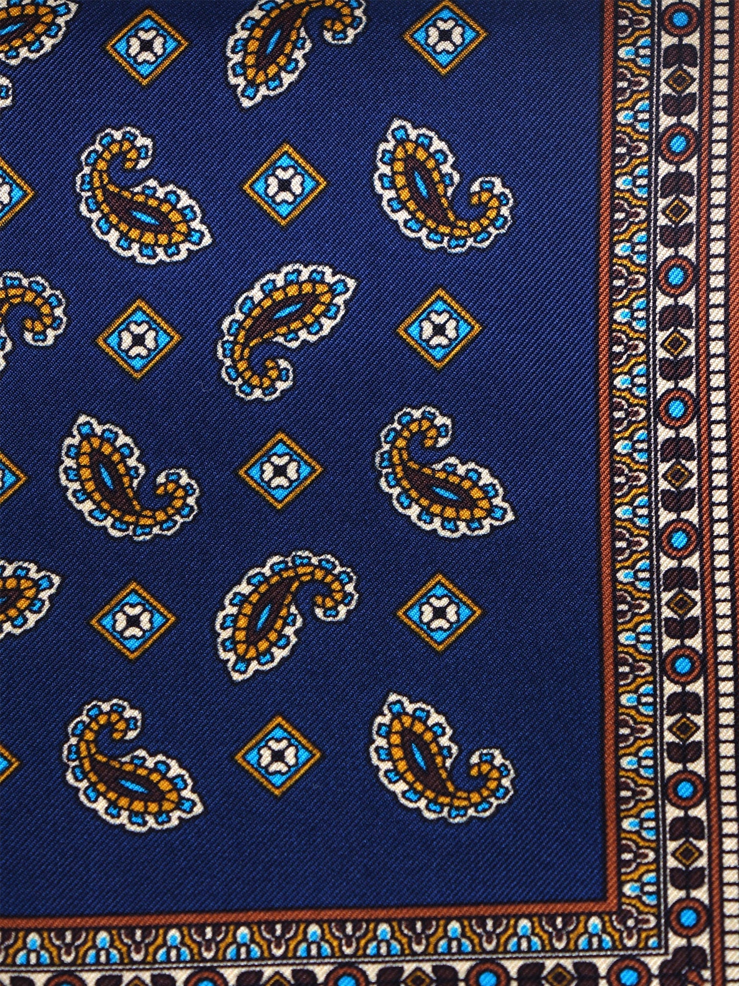Blue Pocket Square in Pure Printed Silk MILAGO