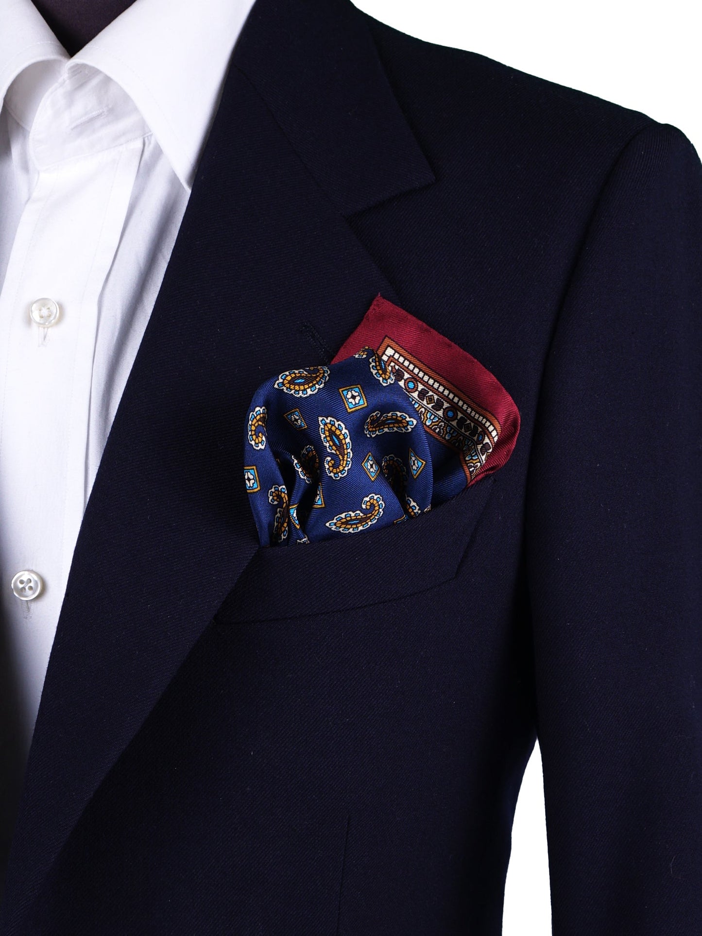 Blue Pocket Square in Pure Printed Silk MILAGO