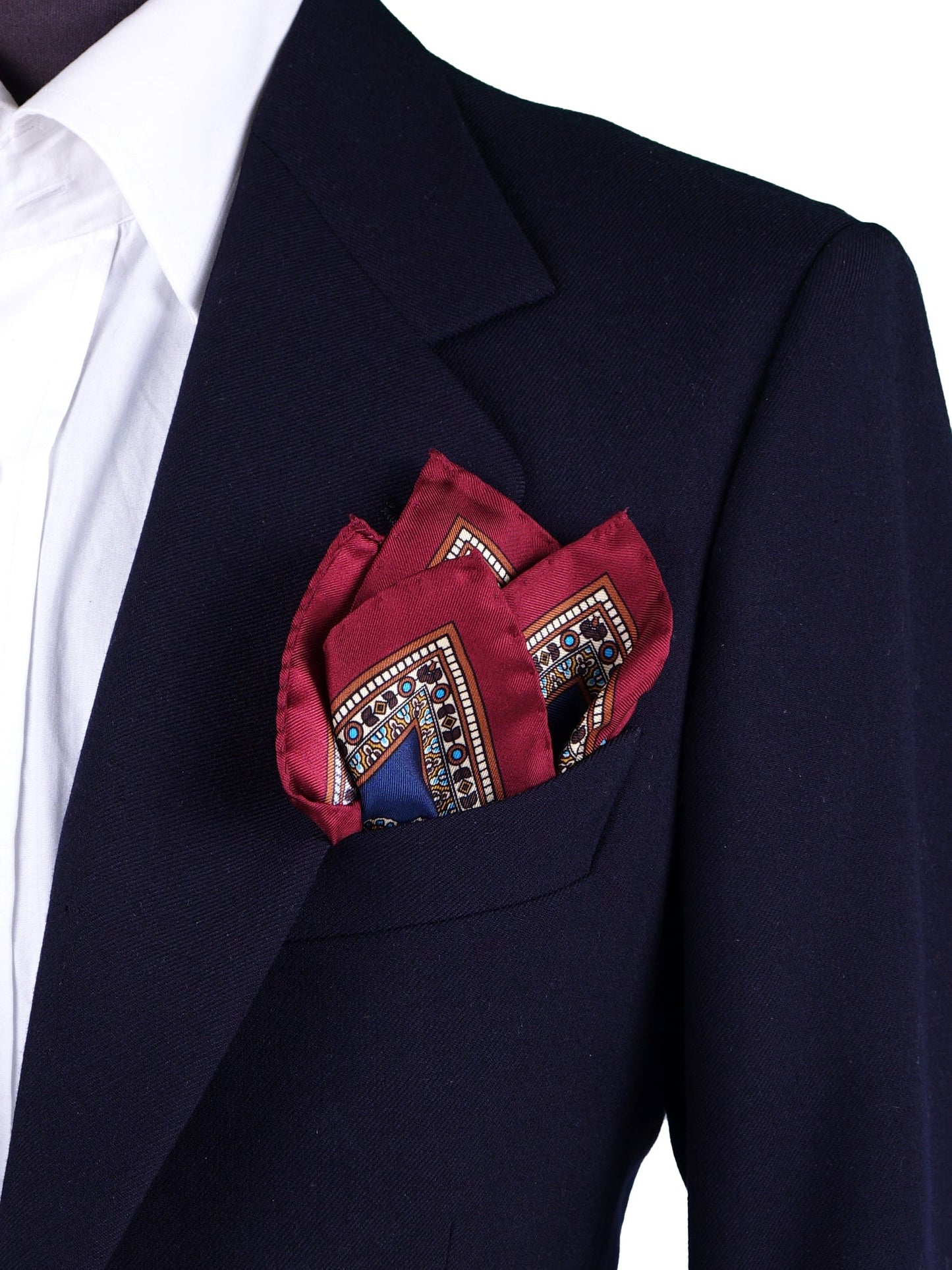 Blue Pocket Square in Pure Printed Silk MILAGO