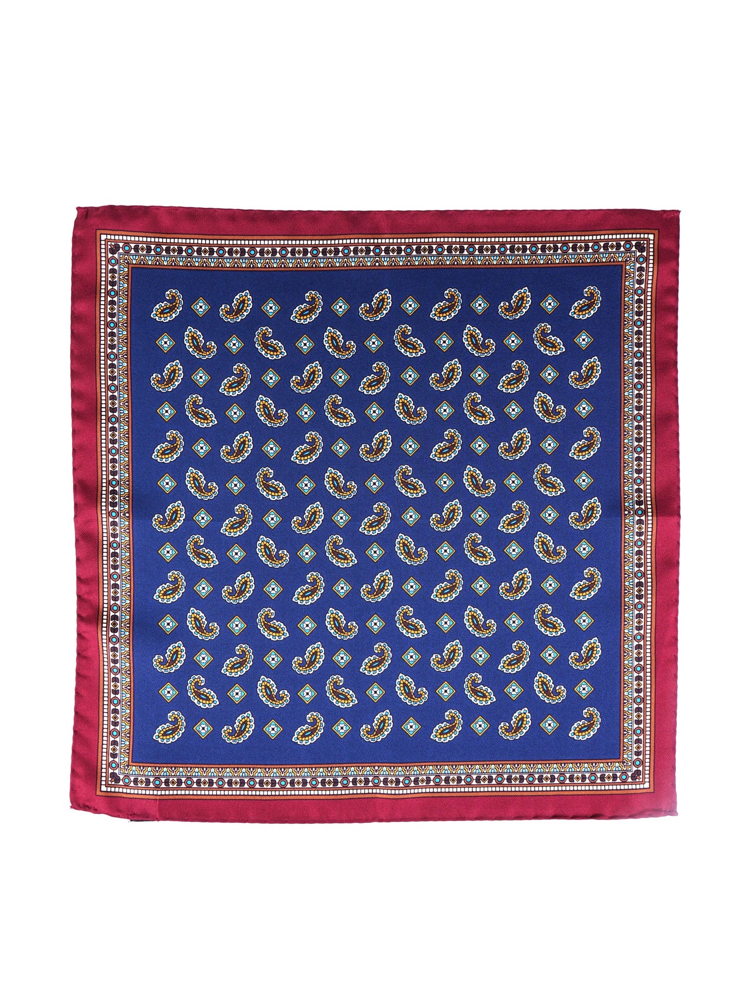 Blue Pocket Square in Pure Printed Silk MILAGO
