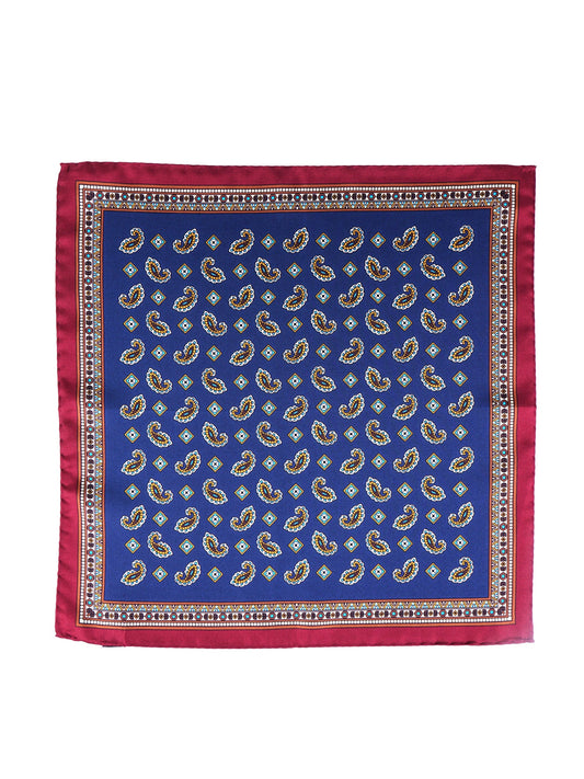 Blue Pocket Square in Pure Printed Silk MILAGO