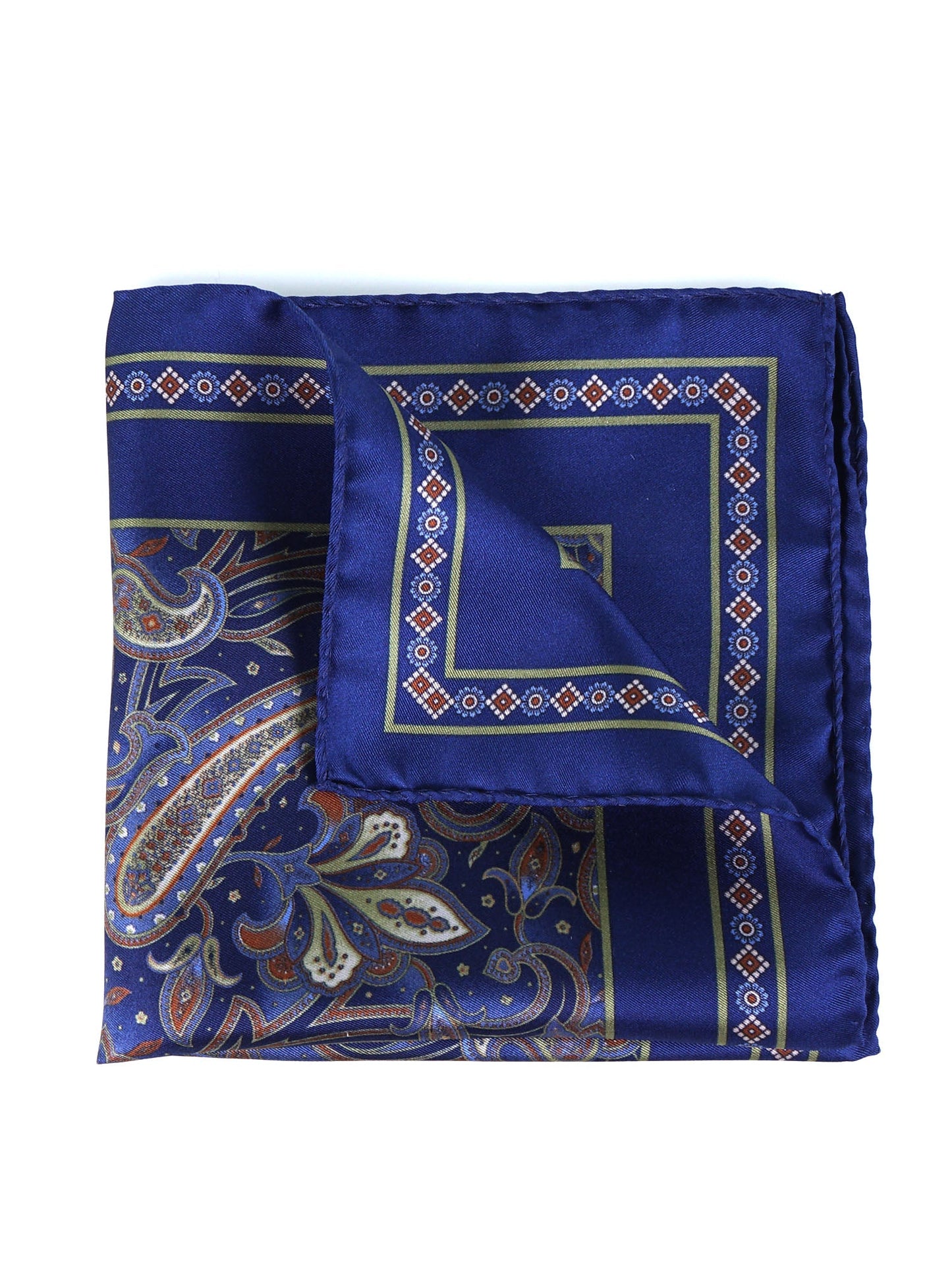 Blue Silk Printed Pocket Square DESIRE