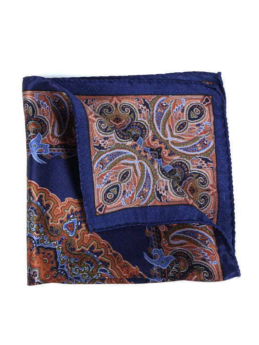 Blue Silk Printed Pocket Square EMOTION