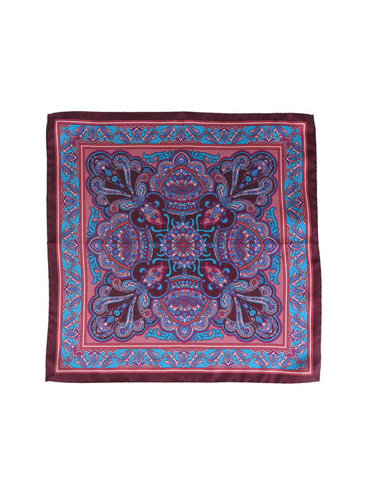 Brown Pocket Square in Pure Printed Silk FABIO
