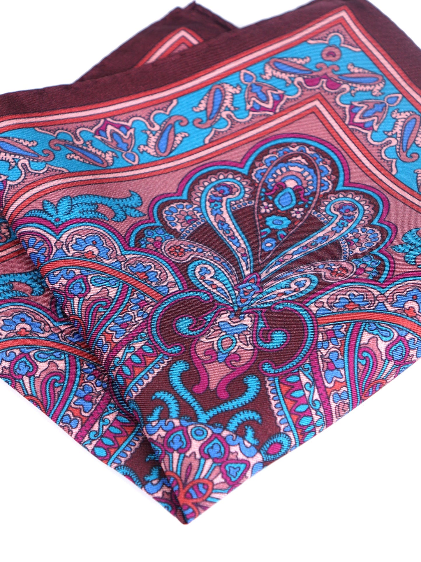 Brown Pocket Square in Pure Printed Silk SAMBA