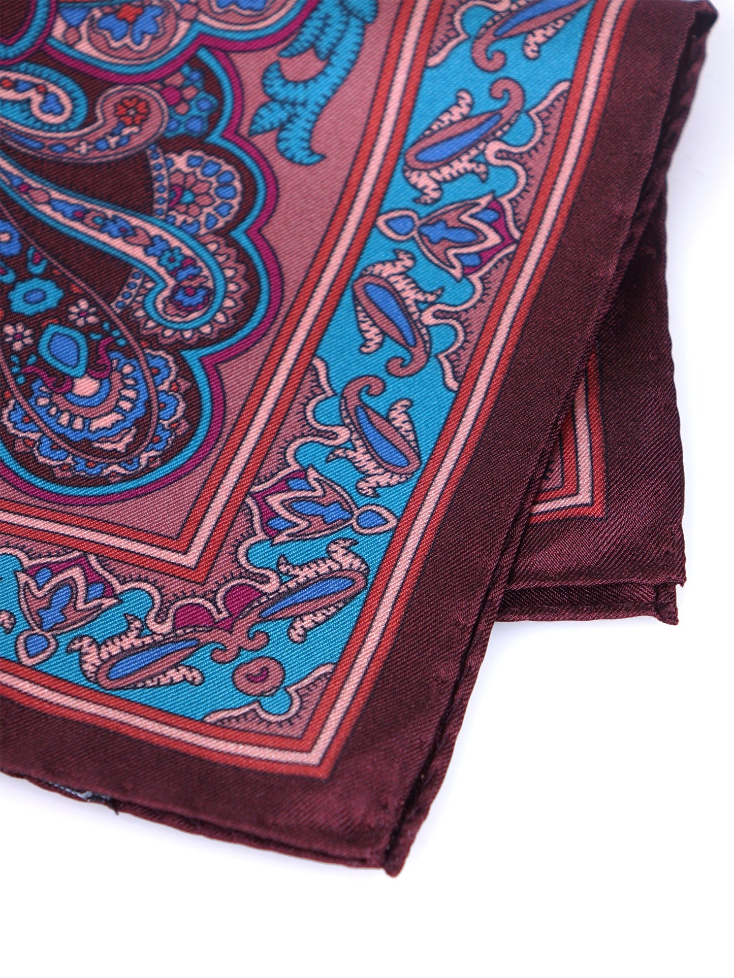 Brown Pocket Square in Pure Printed Silk FABIO