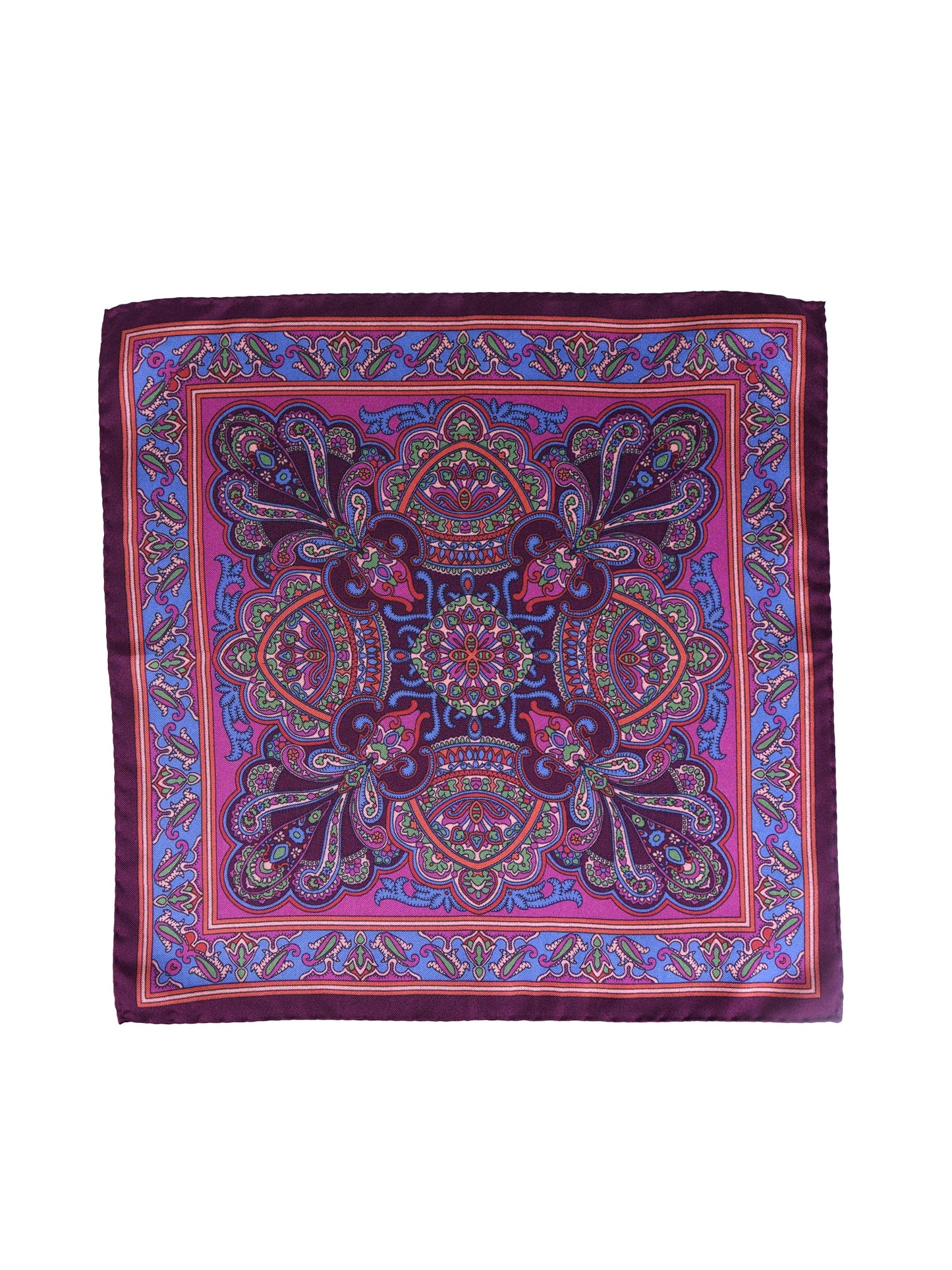 Bordeaux Pocket Square in Pure Printed Silk - SAMBA