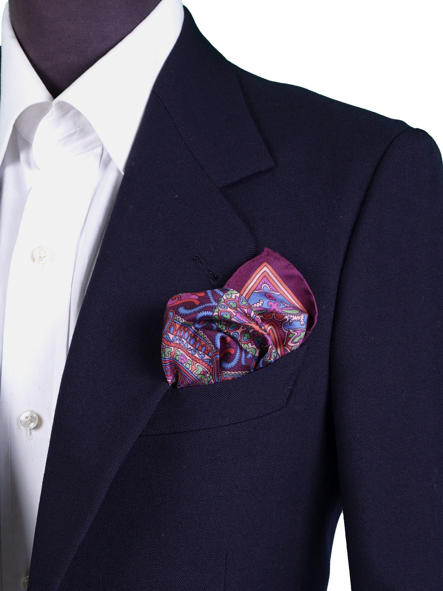 Burgundy Pocket Square in 100% Printed Silk FABIO
