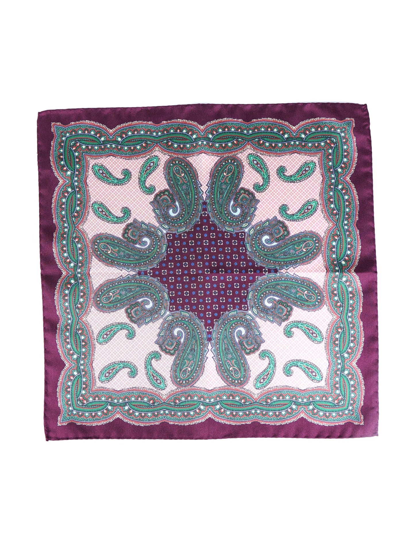 Burgundy Silk Printed Pocket Square NICOLO'