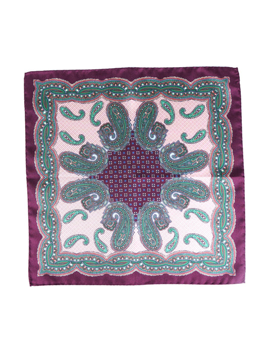 Burgundy Silk Printed Pocket Square NICOLO'