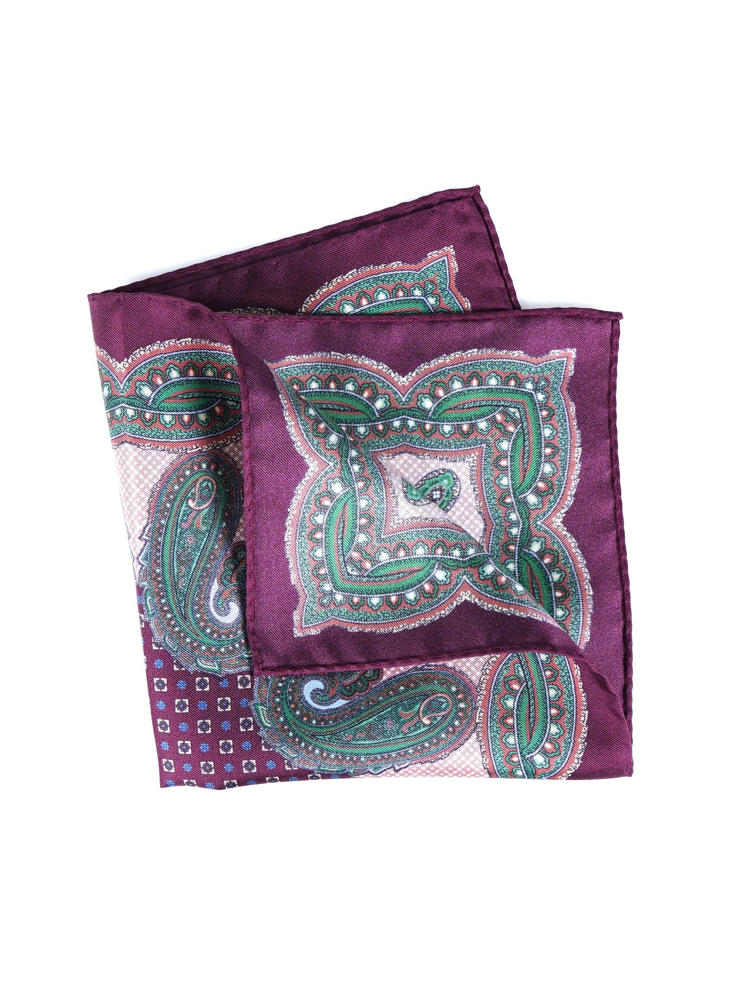 Burgundy Silk Printed Pocket Square NICOLO'