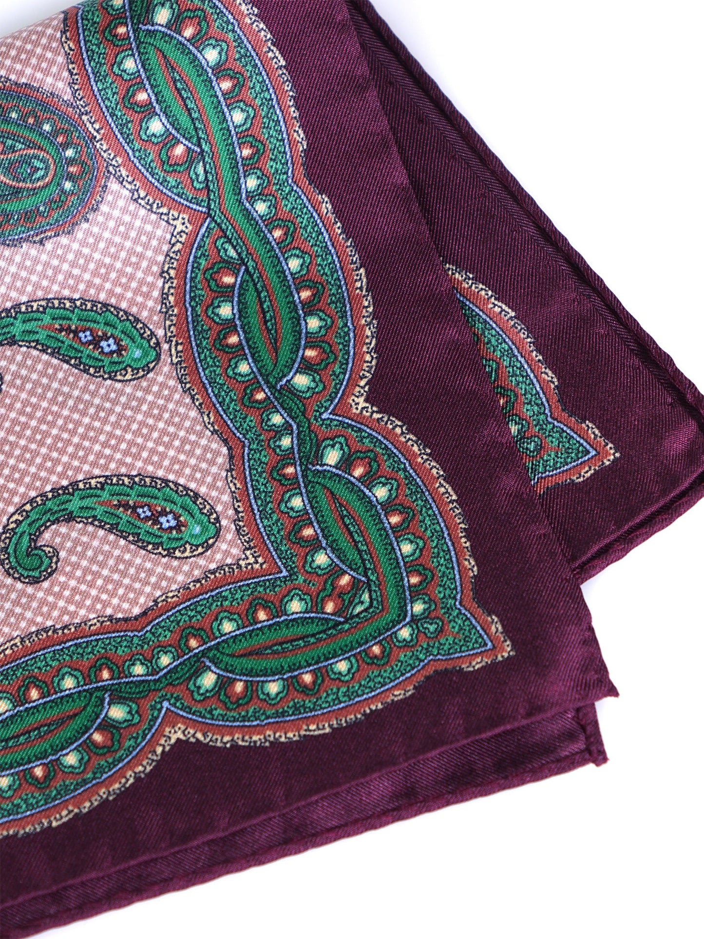 Burgundy Silk Printed Pocket Square NICOLO'