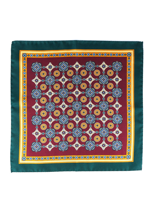 Bordeaux Printed Silk Pocket Square MAFFEI