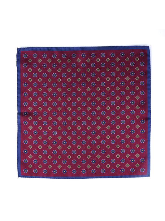 Bordeaux Pocket Square in Pure Printed Silk KARMA
