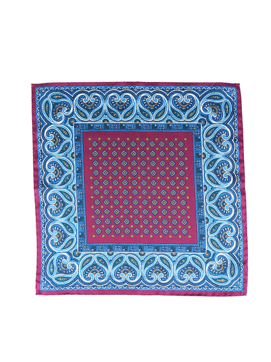 Bordeaux Printed Silk Pocket Square GAVINO