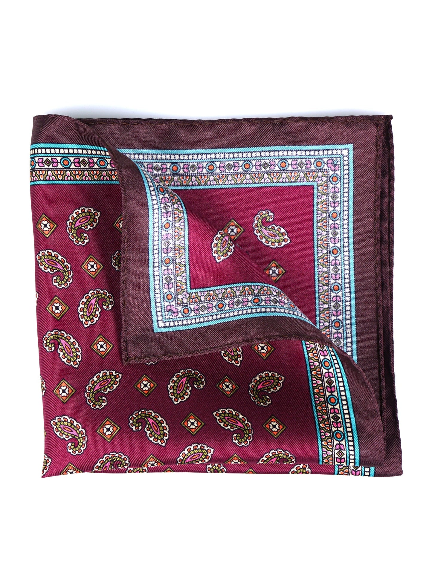 Bordeaux Printed Silk Pocket Square MILAGO